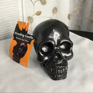 Black Bleeding Skull Halloween Decor Candle New! Spooky Scary Decor